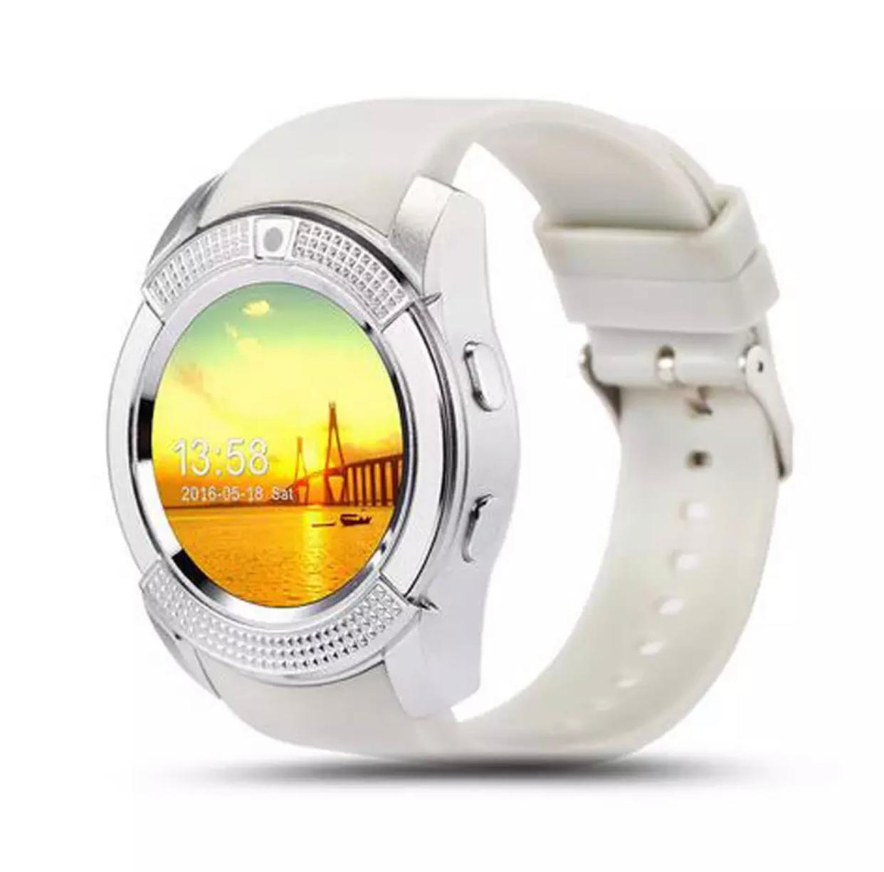 Smartwatch unisex compatibil cu android si ios alb bluetooth b2402 cu1